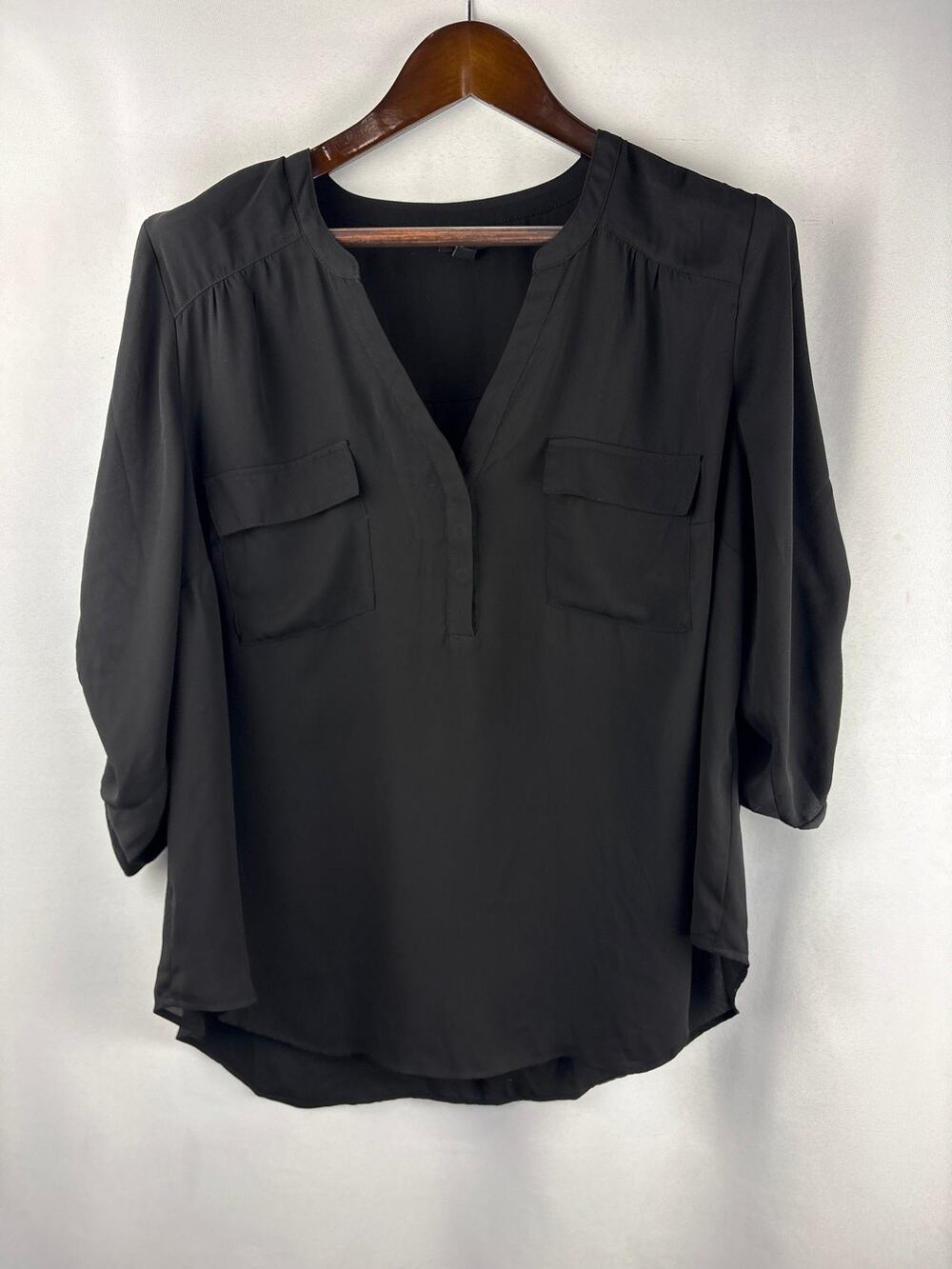 Women’s Torrid Size 2 Sheer Black Half Button Blouse